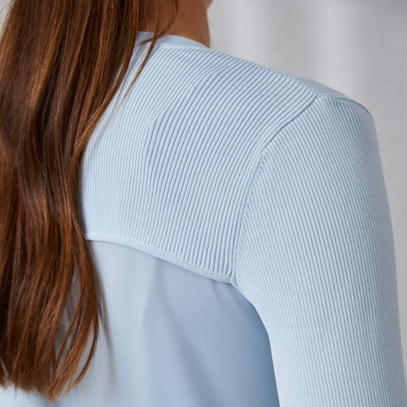 Backless Silk Tie Sweater- Blue image