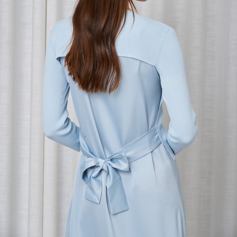 Backless Silk Tie Sweater- Blue image