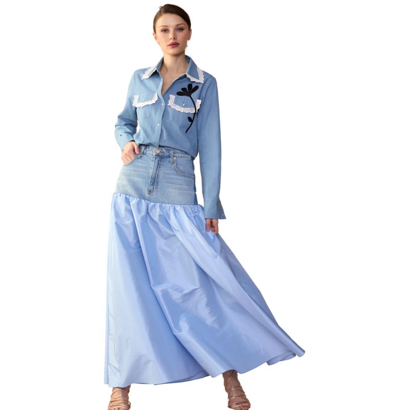 Blue Denim Taffeta Skirt image