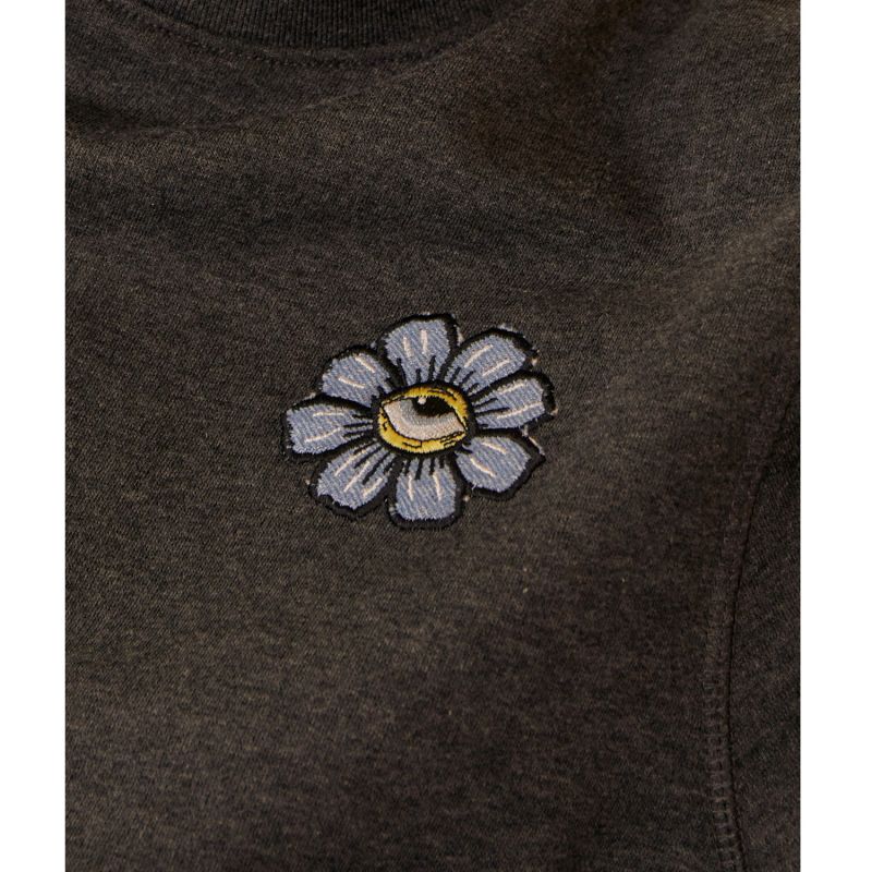Blue Eyed Flower Upcycled Appliqué Sweatshirt Grey image