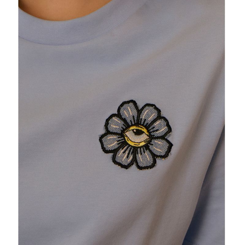 Blue Eyed Flower Upcycled Appliqué T-Shirt Blue Women image