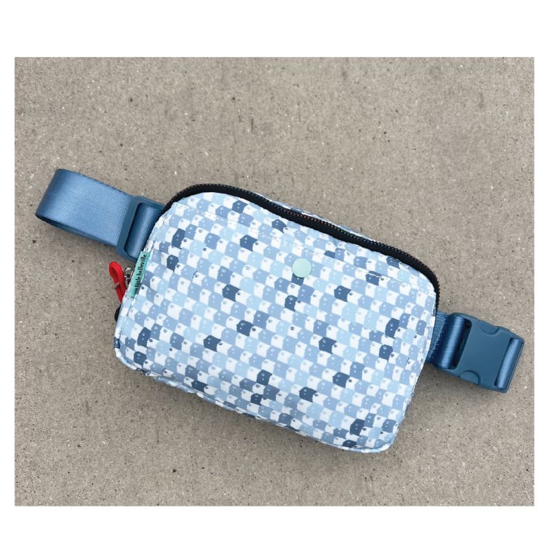 Blue Faces Check Belt Bag Fanny Pack Bum Bag image