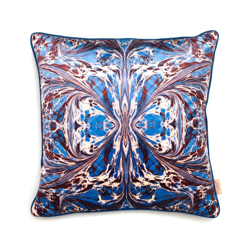 Blue Fantasy Kaleidoscope Velvet Cushion image