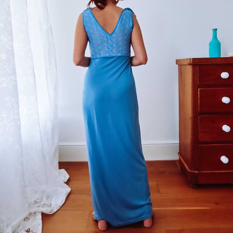 Blue Lace Back Maxi Dress image