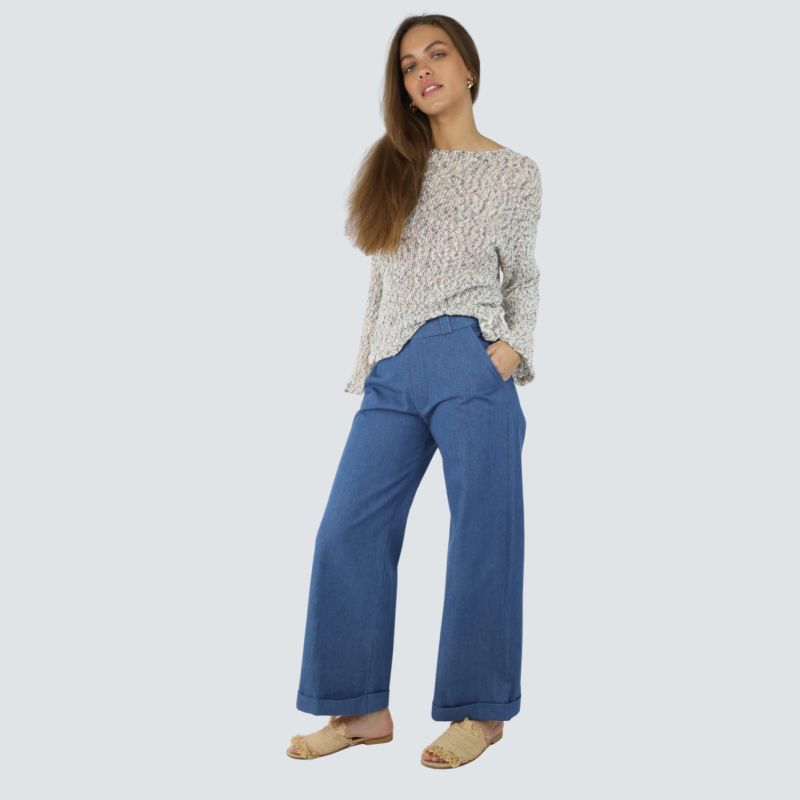 Blue Mid-Rise Denim Trousers image