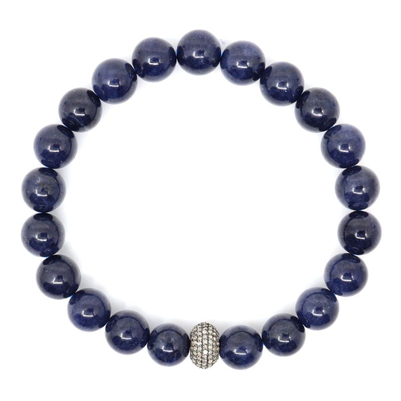 Blue Sapphire & Diamond Donut Beaded Bracelet image