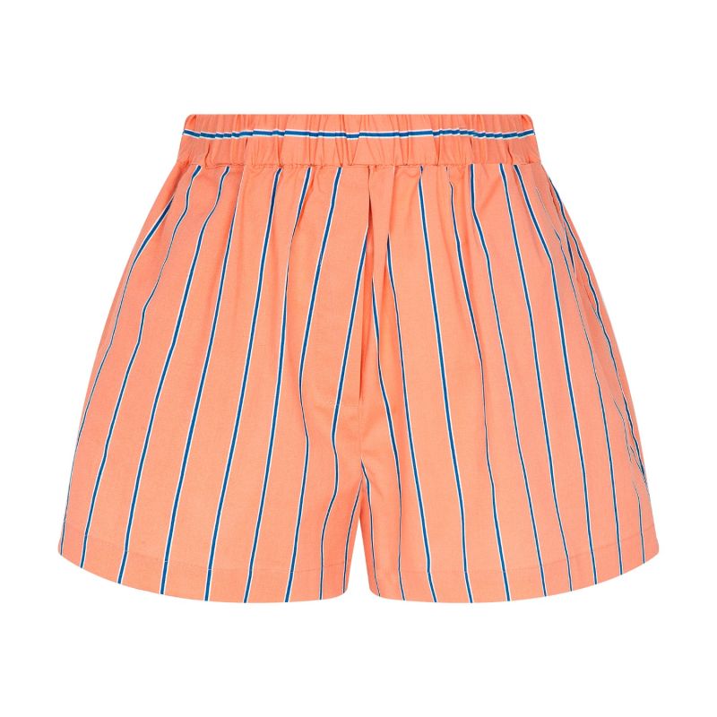 Blue Striped Elastic Waist Shorts Pink image