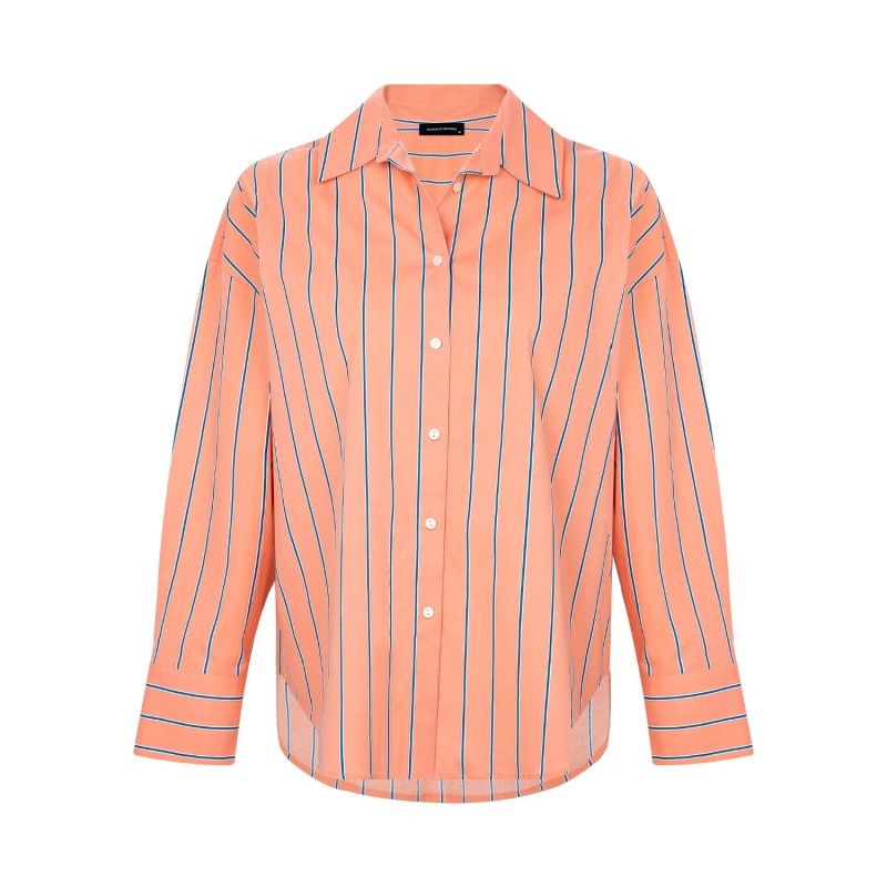 Blue Striped Oversize Shirt Pink image