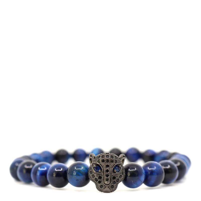 Blue Tiger's & Blue Eyed Jaguar Beaded Bracelet image