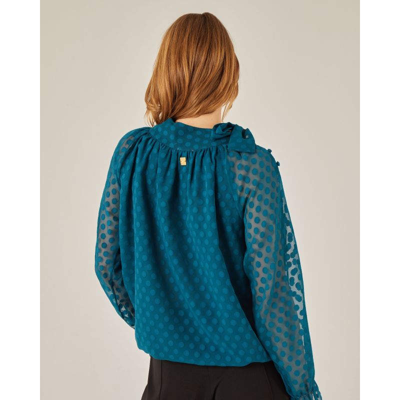 Long Sleeve Blouse With Lace Blue | NIZA | Wolf & Badger Long Sleeve Blouse With Lace Blue | NIZA | Wolf & Badger