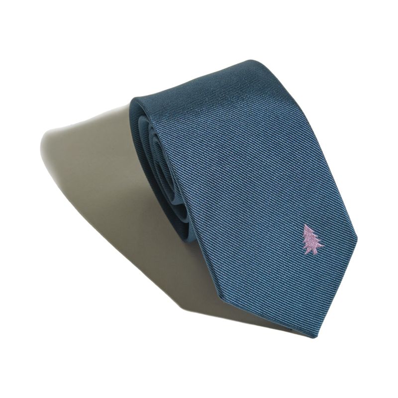 Blush Pine Silk Tie - Navy Blue image