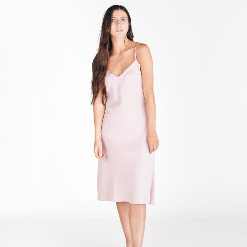 Champagne Pink Vegan Silk Slip Dress image