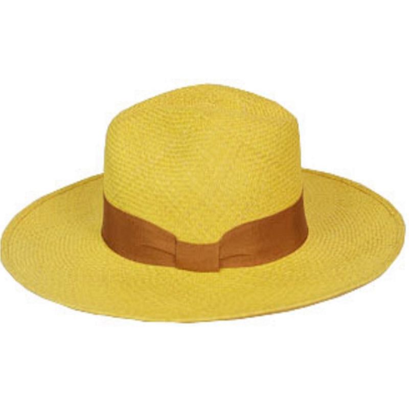 Sol Straw Panama Hat - Yellow & Orange image