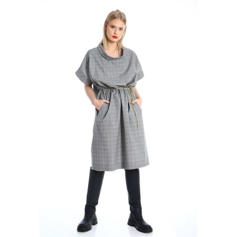 Oversized Checkered Grey Dress image