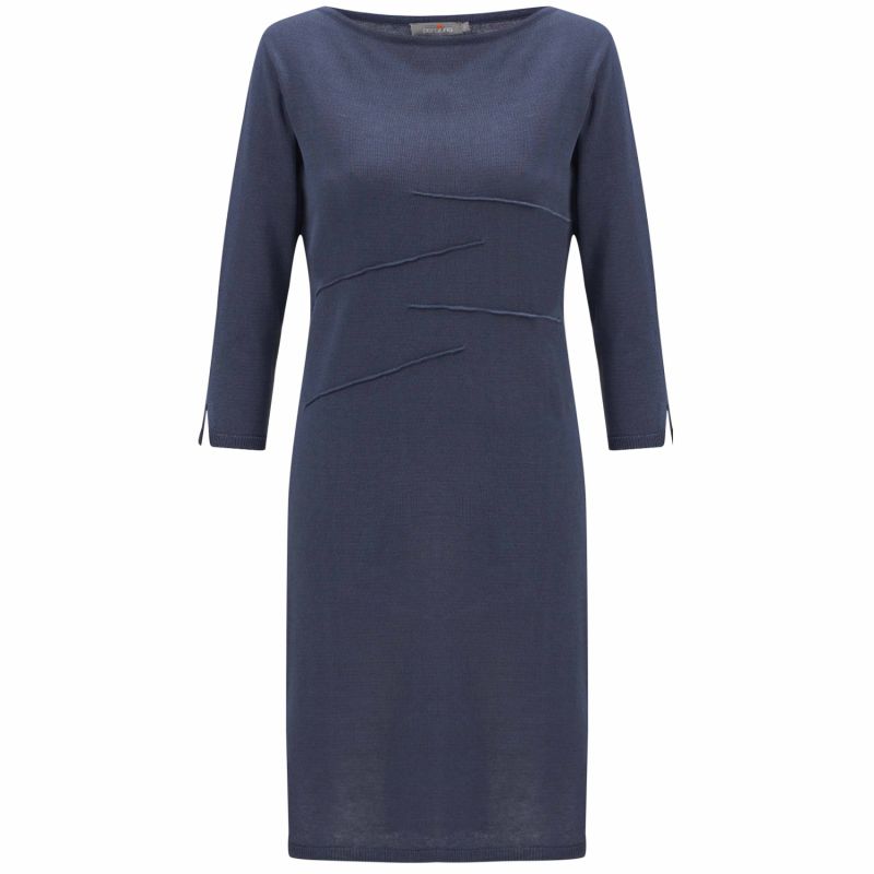 Boat-Neck Knitted Summer Dress In Grey Blue image