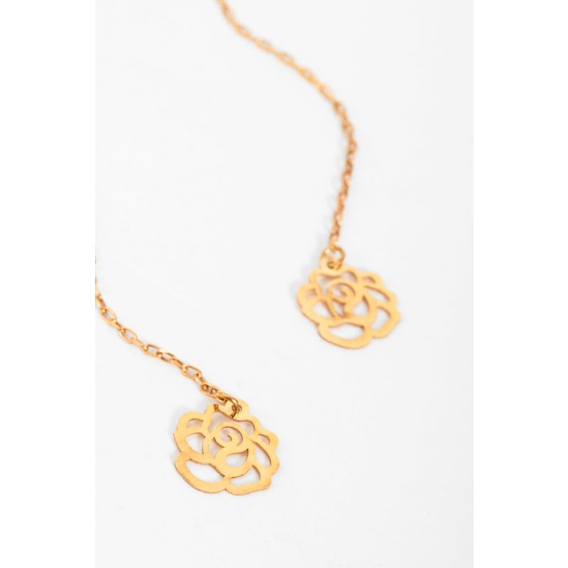 Flower Long Earrings Gold image