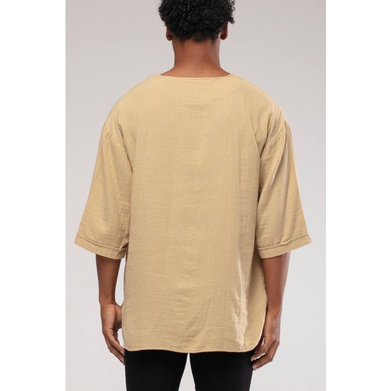 Linen Shirts for Women, Oversized Crew Neck 3/4 Sleeve Shirts for