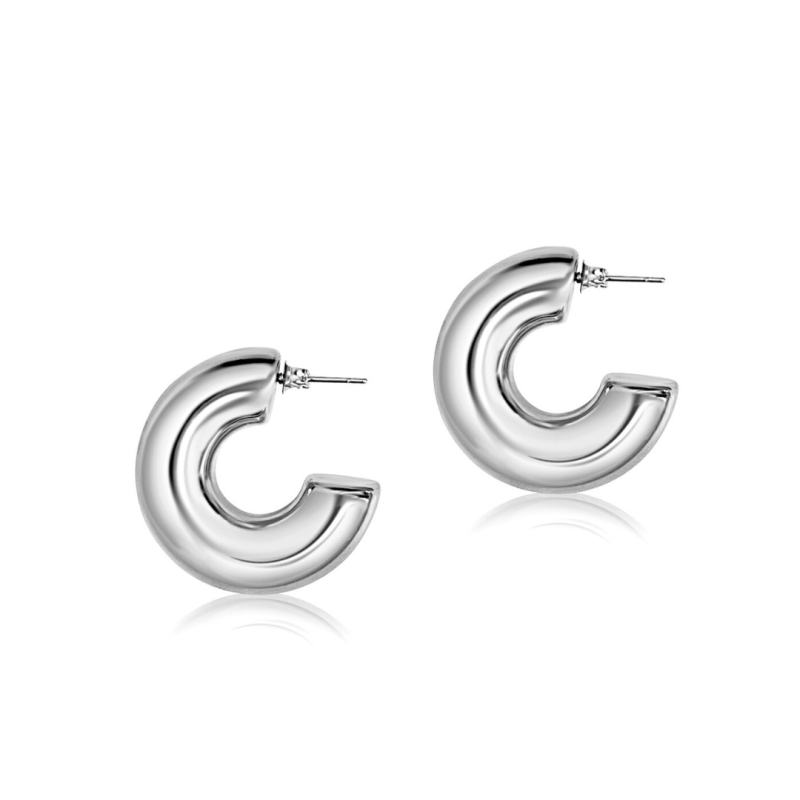 Bold Silver Hoop Earrings image