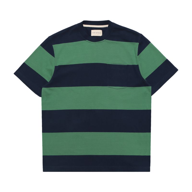 Bold Stripe Pocket T-Shirt - Navy / Frosty Green image