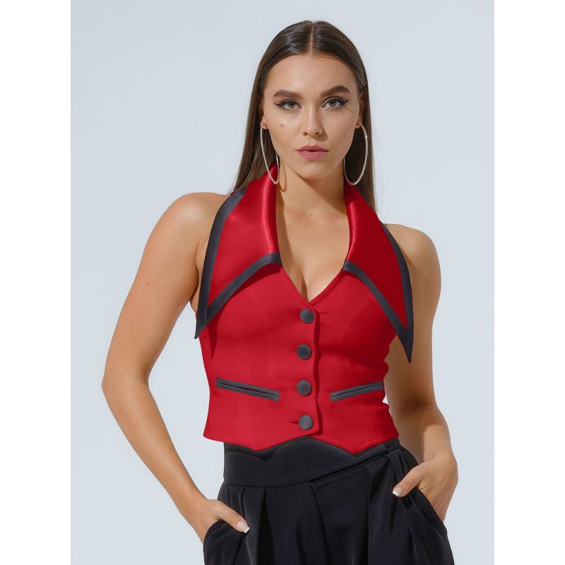 Born To Run Cropped Tailored Waistcoat - Fierce Red image