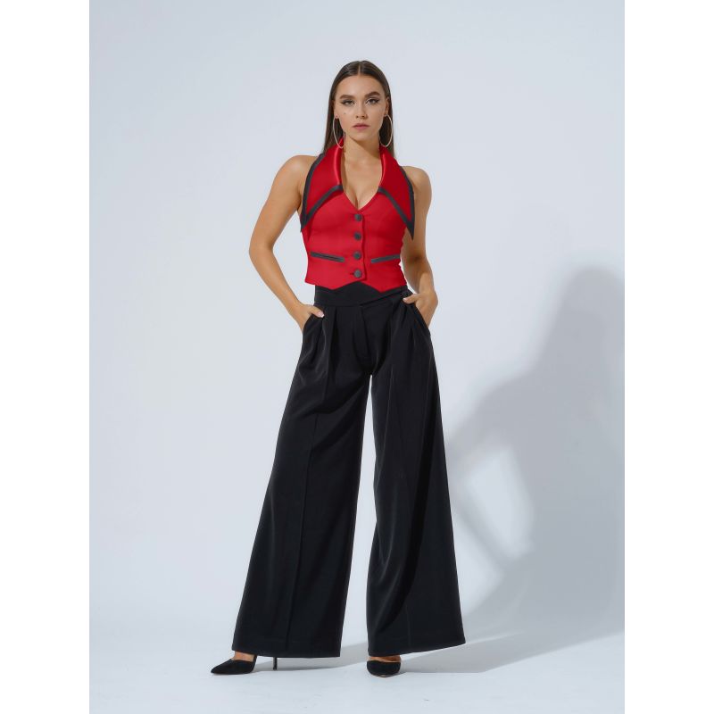 Born To Run Cropped Tailored Waistcoat - Fierce Red image