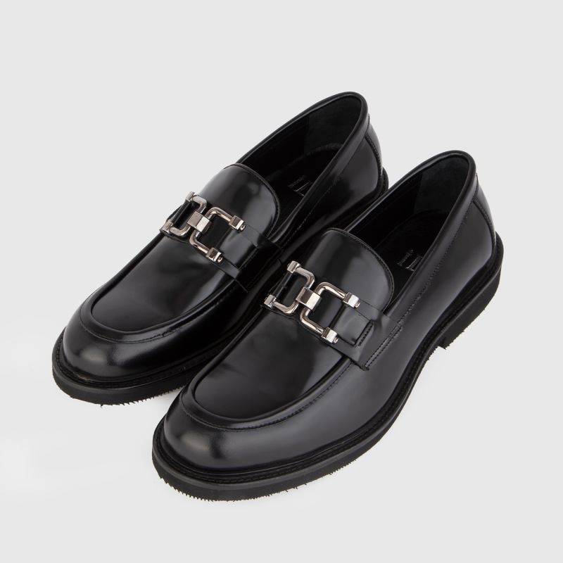 Borska Black Florentic Leather Men's Daily Shoe image