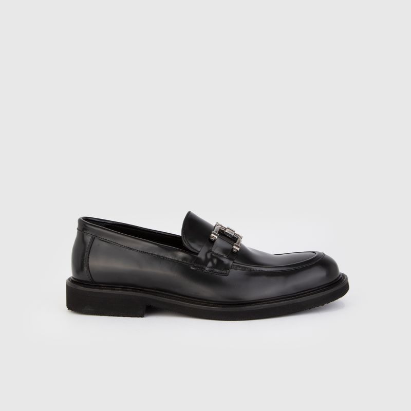 Borska Black Florentic Leather Men's Daily Shoe image