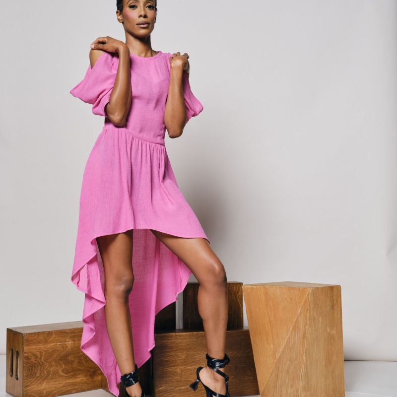 Botswana Pink Crinkle Viscose Dress image