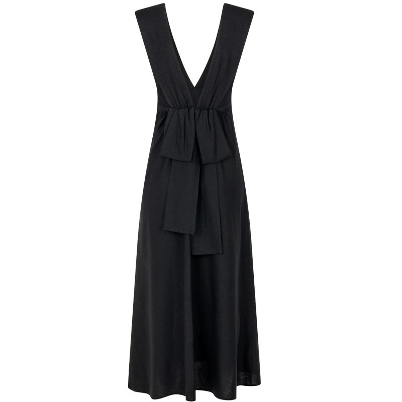 Bow Back Linen Maxi Dress - Black image