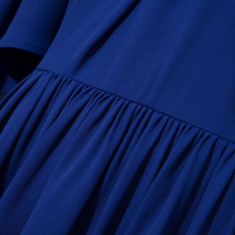 Bow Tie Neck Cape Sleeve Maxi Dress - Royal Blue image