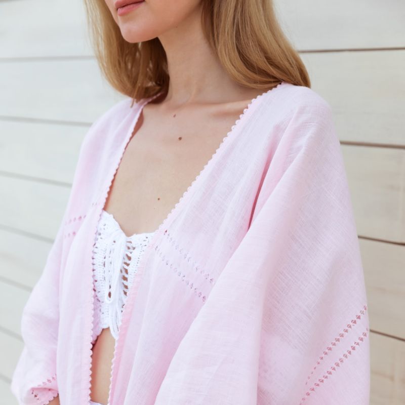 Yaroslavna Beach Kimono Cover-Up In Blush Pink image