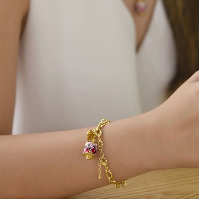 Modern Peranakan Gold Charm Bracelet - Blue image