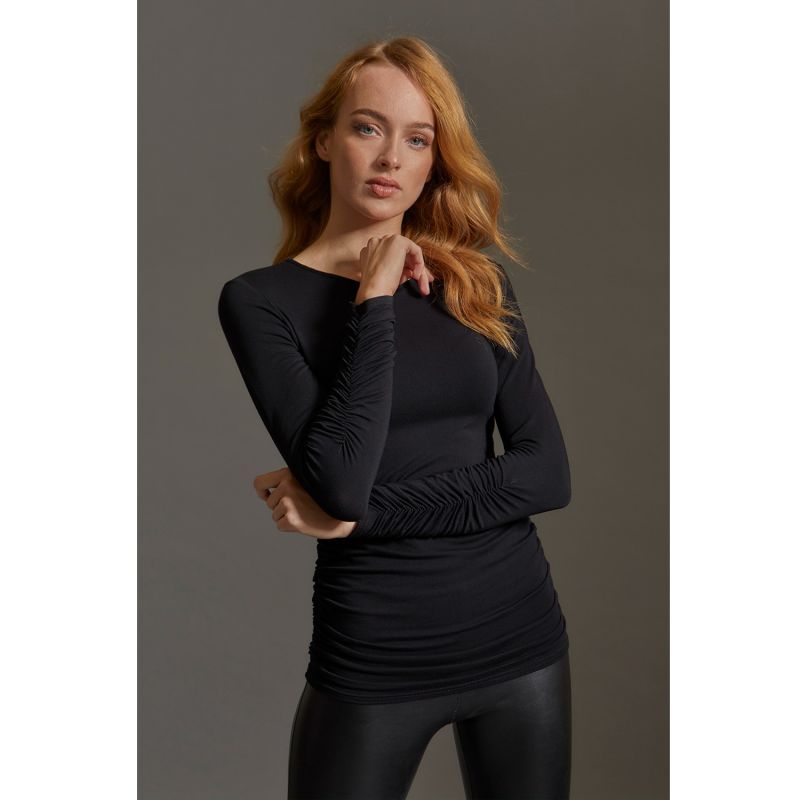 Give Over Black Bamboo Sleeved Top image