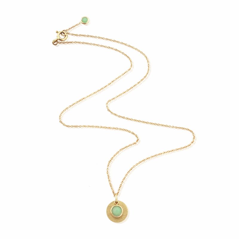 Bali 9Ct Gold May Birthstone Necklace Chrysoprase image