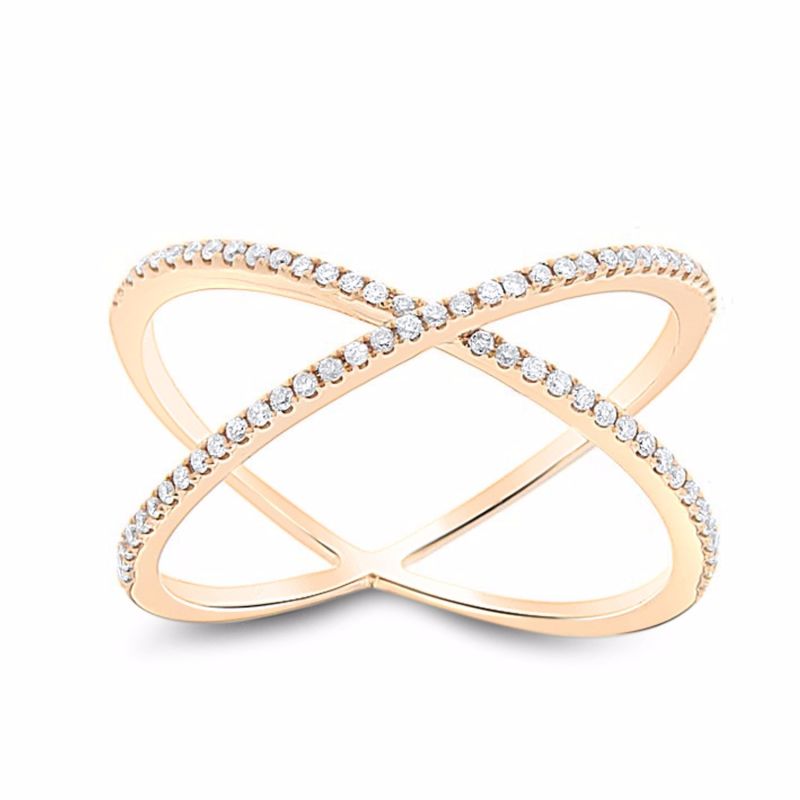 Dainty X Diamond Ring 18K Rose Gold image