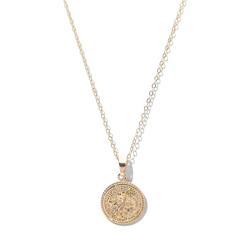 Virgo Zodiac Medallion Pendant Gold Filled Necklace image