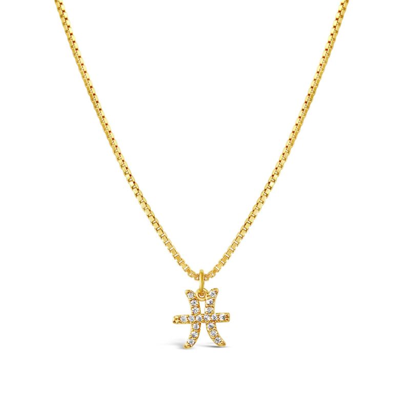 Pisces 18K Gold Vermeil Zodiac Star Sign Necklace image