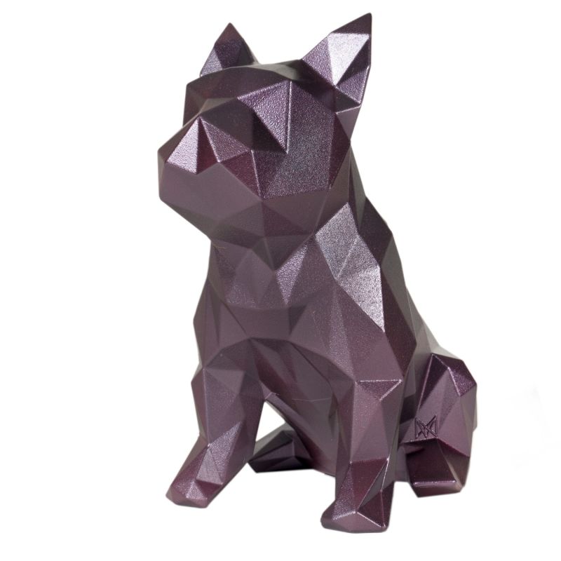 French Bulldog Geometric Sculpture - Frank In Metallic Plum image