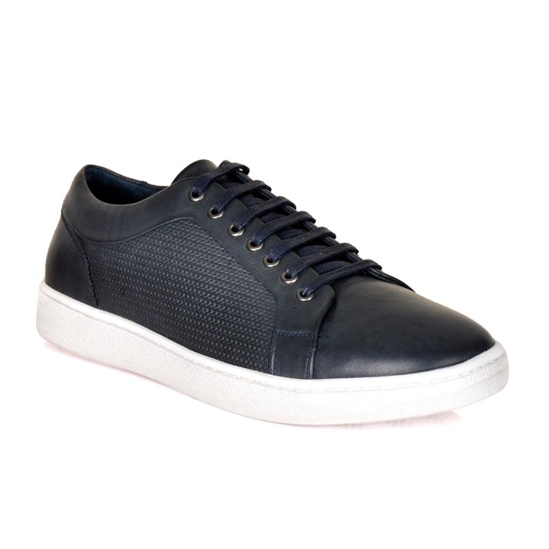 Bradford Leather Sneakers- Navy Blue image