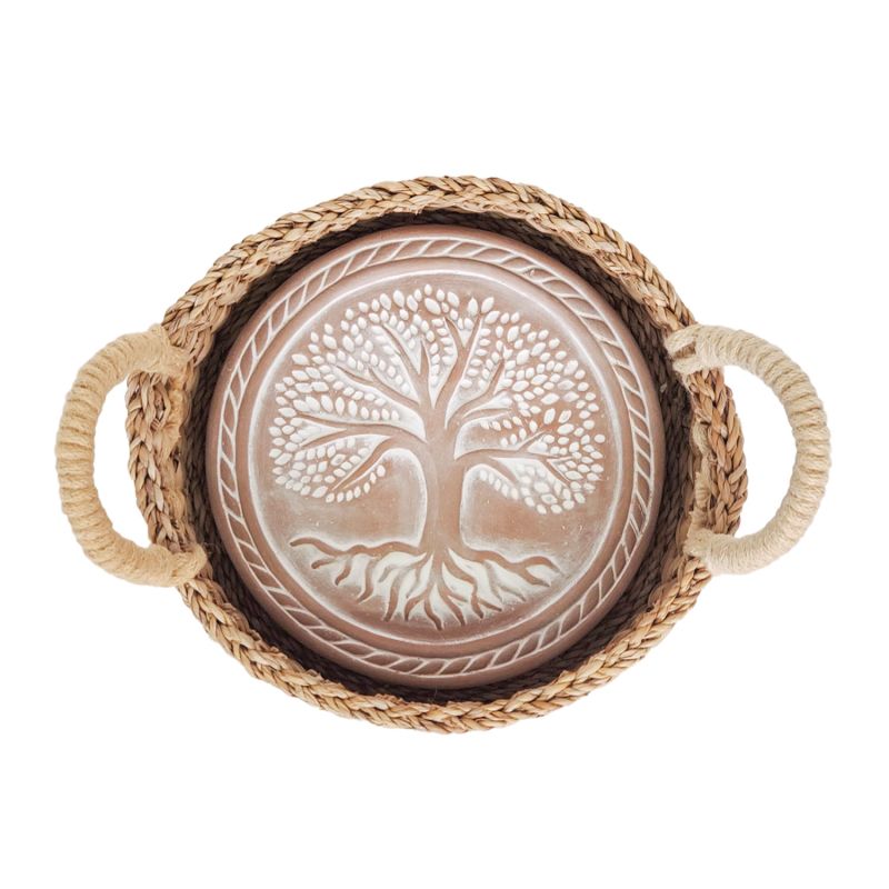 Bread Warmer & Wicker Basket - Tree Of Life Round image