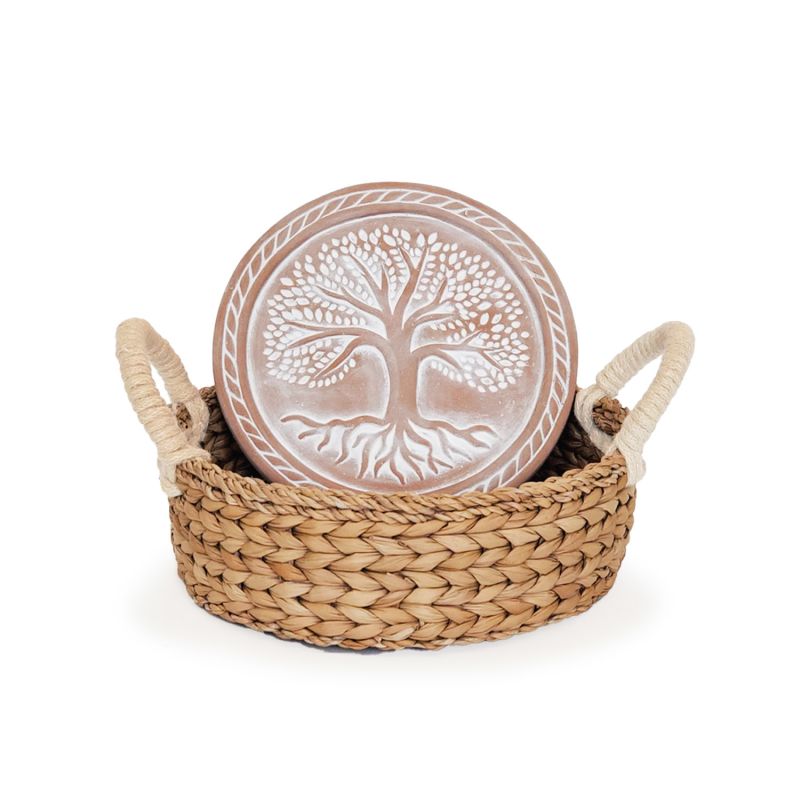 Bread Warmer & Wicker Basket - Tree Of Life Round image