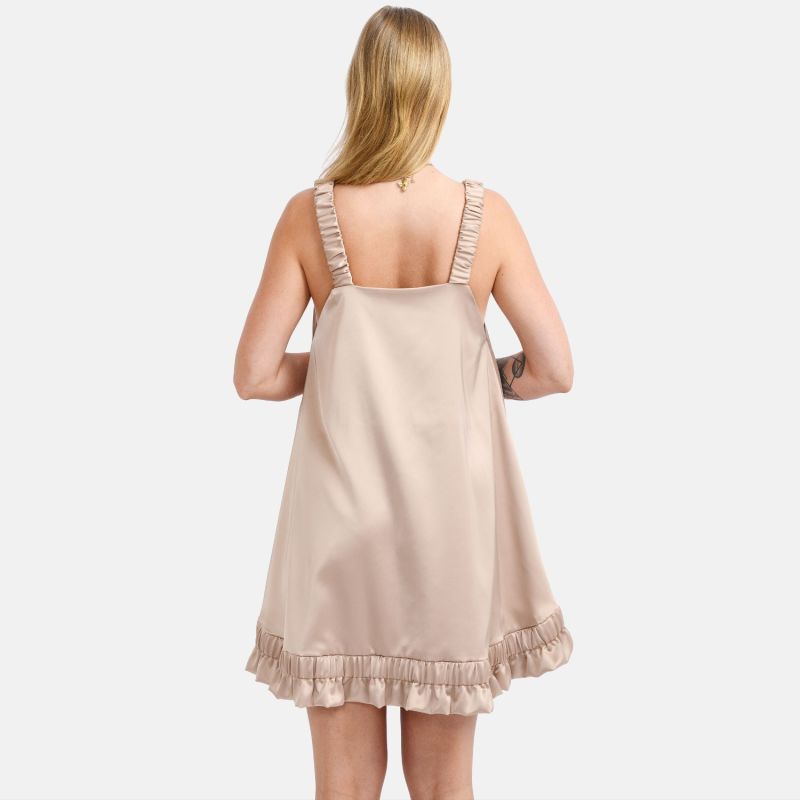 Breeze - Satin Slip Mini Dress Beige image