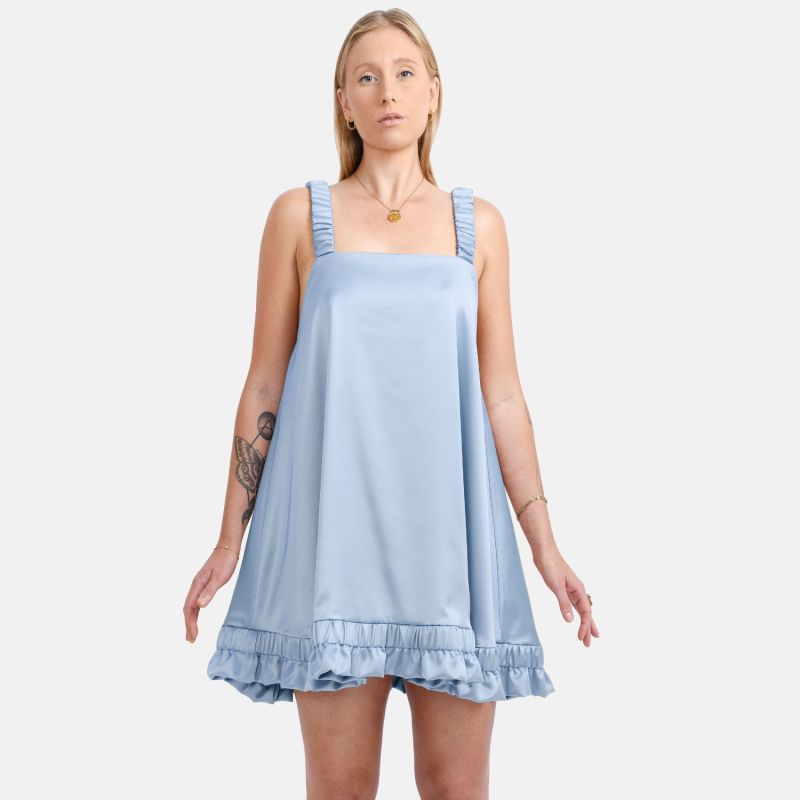 Breeze - Satin Slip Mini Dress Sky Blue image