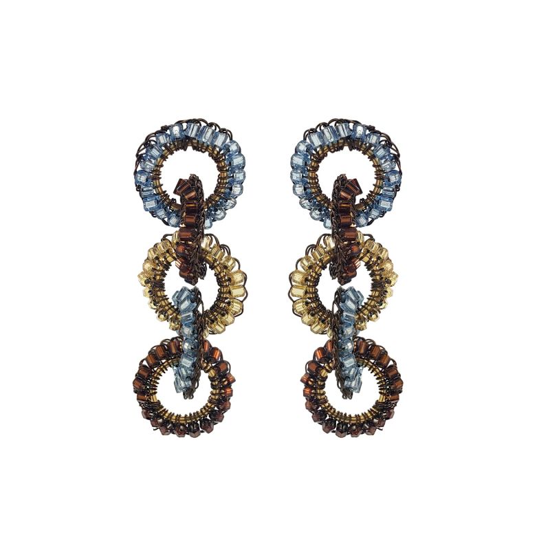 Bronze Blue Mix Nova Maxi Handmade Crochet Earrings image