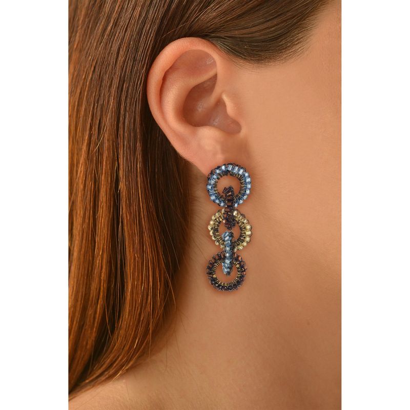 Bronze Blue Mix Nova Maxi Handmade Crochet Earrings image