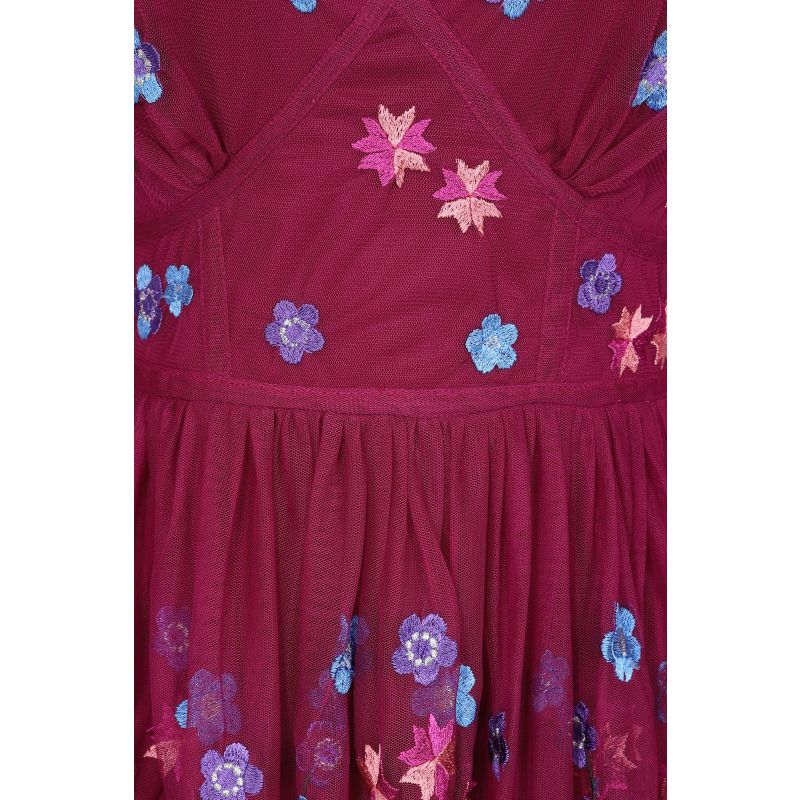 Brooke Floral Embroidered Midi Dress - Boysenberry image