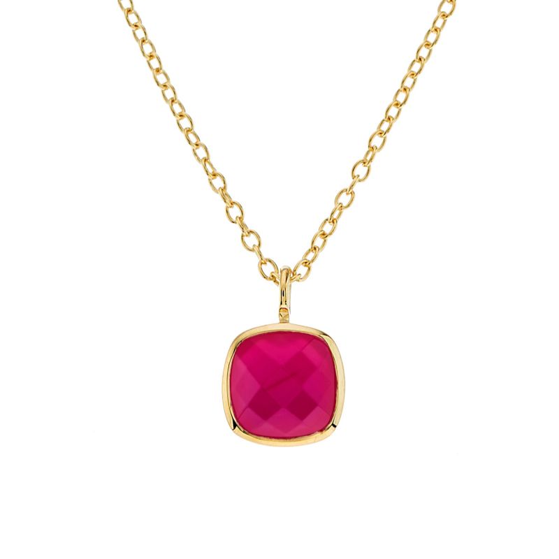 Brooklyn Fuchsia Pink Chalcedony & Gold Vermeil Necklace image