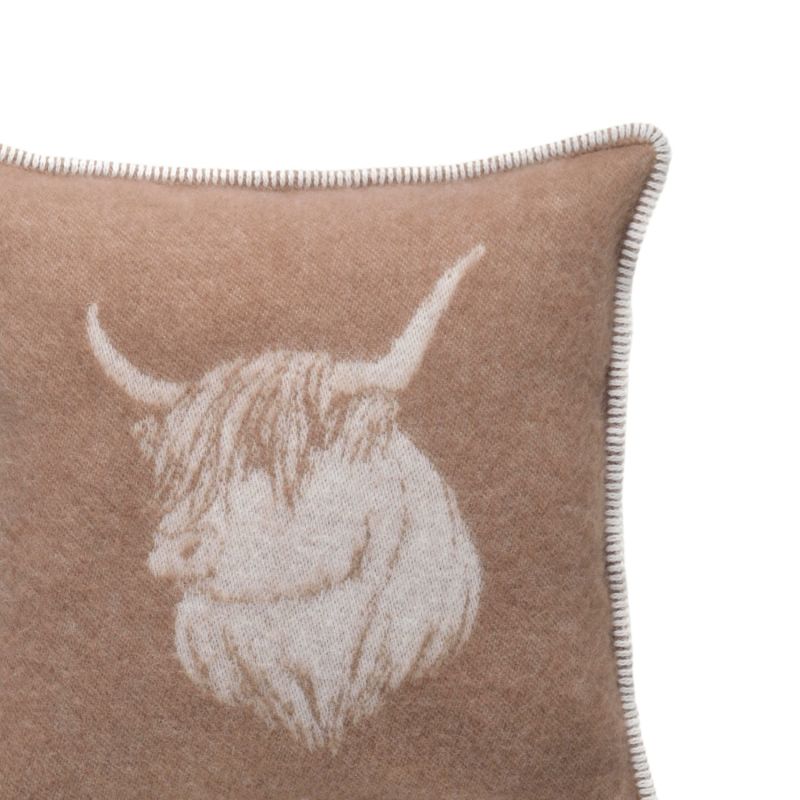 Brown Highland Cow Wool Cushion image