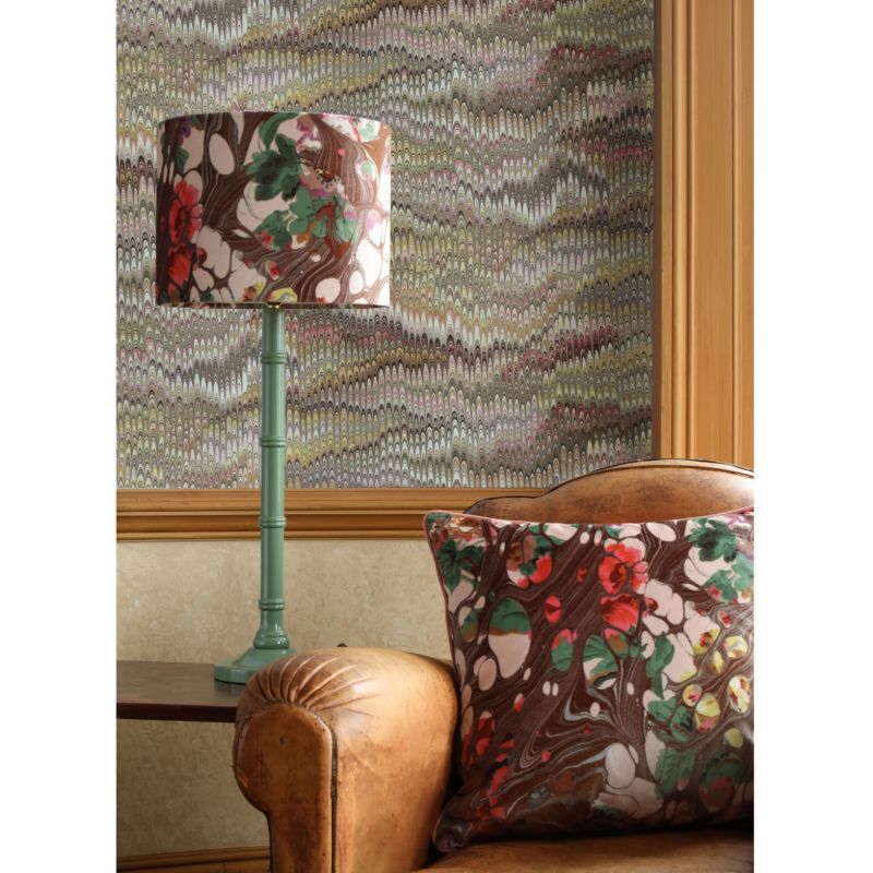 Brown Rose Marbled Velvet Cushion image