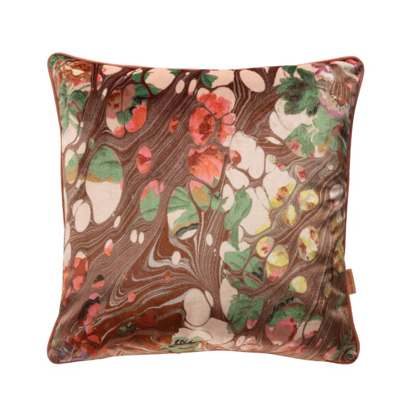 Brown Rose Marbled Velvet Cushion image